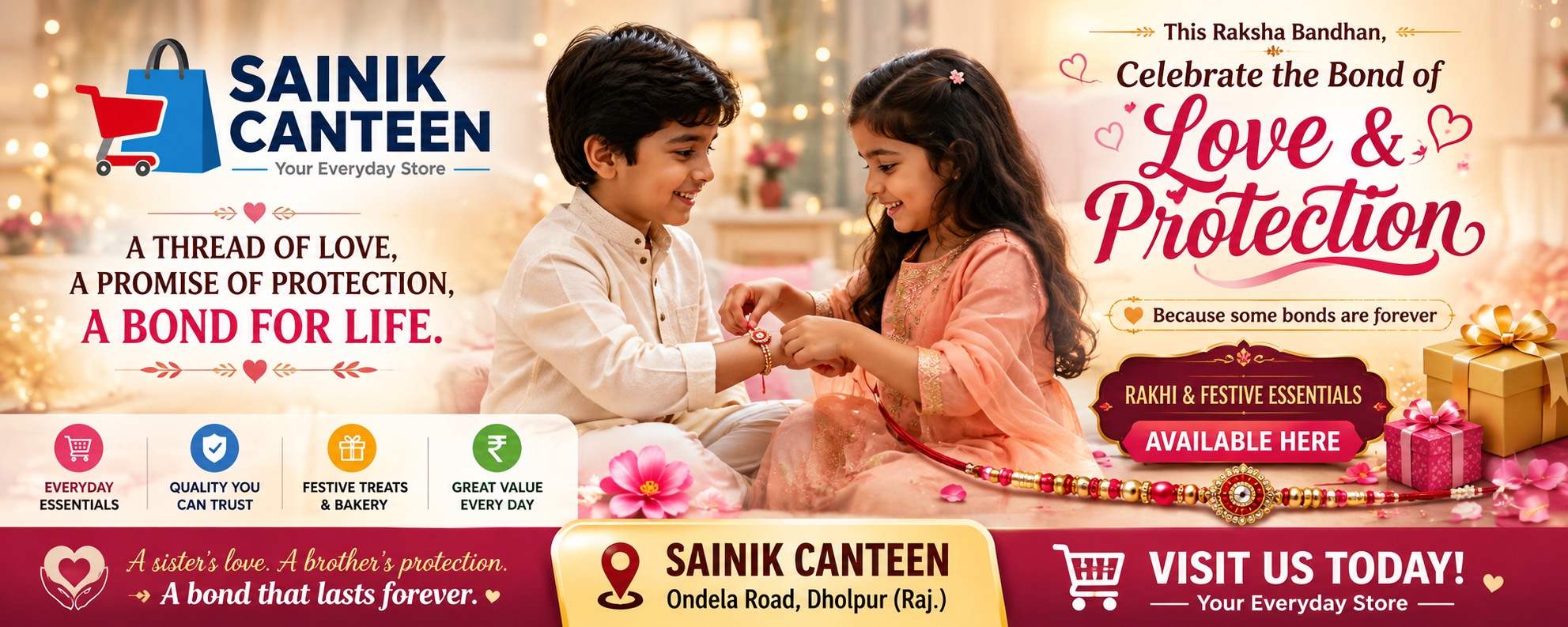 Sainik Canteen Raksha Bandhan brother and sister banner